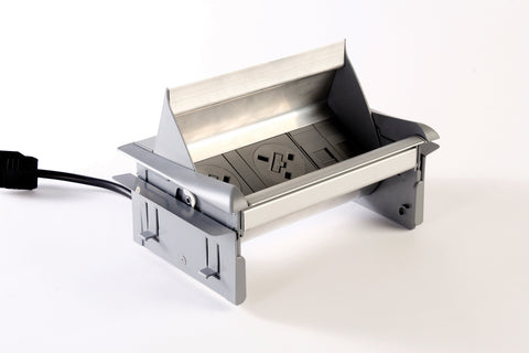 Cable & power management 2 x socket with data through desk modules