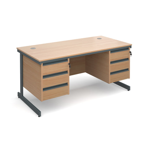 Maestro Straight desks with 3 and 3 drawer pedestals
