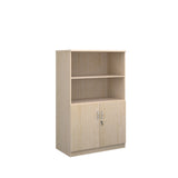 Deluxe combination bookcase with wood doors and open tops