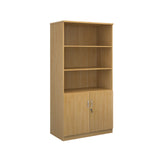 Deluxe combination bookcase with wood doors and open tops