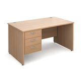 Maestro25 PL Straight desks with 3 drawer pedestal