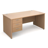 Maestro25 PL Straight desks with 3 drawer pedestal