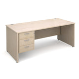 Maestro25 PL Straight desks with 3 drawer pedestal