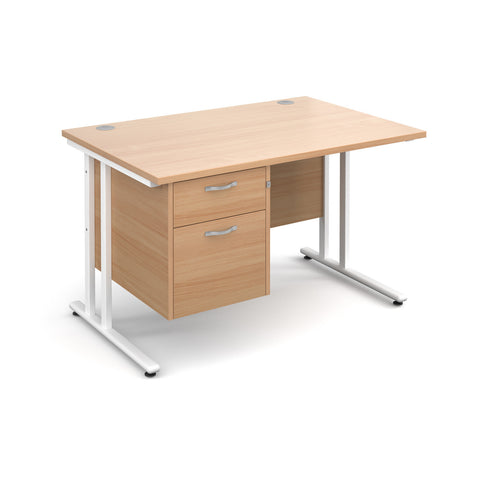 Maestro25 WH Straight desks with 2 drawer pedestal