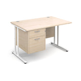 Maestro25 WH Straight desks with 2 drawer pedestal