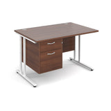 Maestro25 WH Straight desks with 2 drawer pedestal
