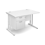 Maestro25 WH Straight desks with 2 drawer pedestal