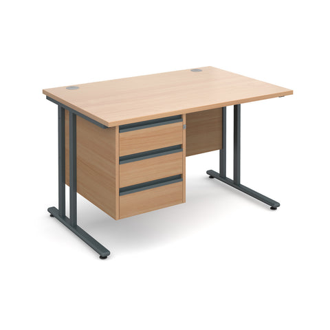 Maestro25 GL Straight desks with 3 drawer pedestal