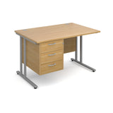 Maestro25 SL Straight desks with 3 drawer pedestal