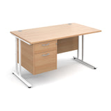 Maestro25 WH Straight desks with 2 drawer pedestal