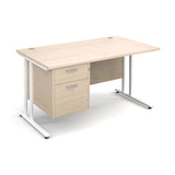 Maestro25 WH Straight desks with 2 drawer pedestal