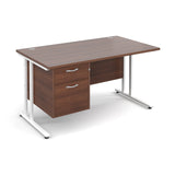 Maestro25 WH Straight desks with 2 drawer pedestal