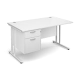 Maestro25 WH Straight desks with 2 drawer pedestal