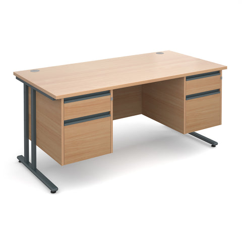 Maestro25 GL Straight desks with 2 and 2 drawer pedestal