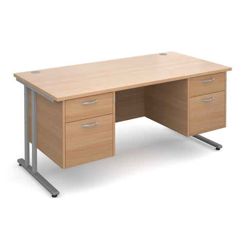 Maestro25 SL Straight desks with 2 and 2 drawer pedestal