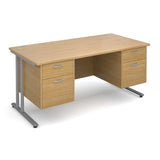 Maestro25 SL Straight desks with 2 and 2 drawer pedestal