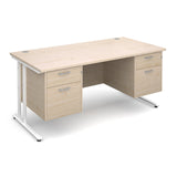 Maestro25 WH Straight desks with 2 and 2 drawer pedestal