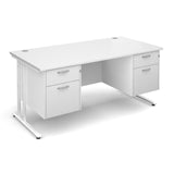 Maestro25 WH Straight desks with 2 and 2 drawer pedestal