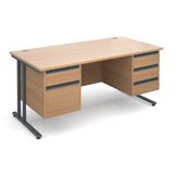 Maestro25 GL Straight desks with 2 and 3 drawer pedestal