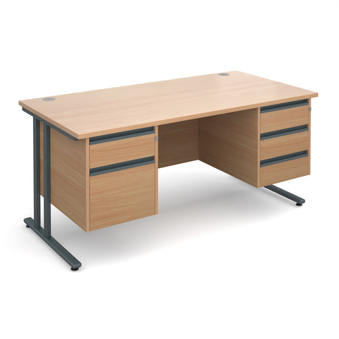 Maestro25 GL Straight desks with 2 and 3 drawer pedestal