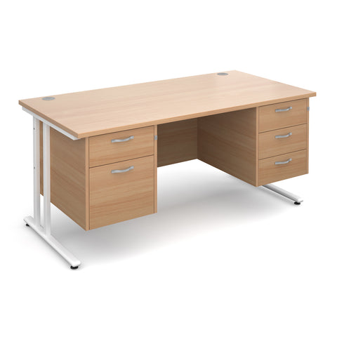 Maestro25 WH Straight desks with 2 and 3 drawer pedestal