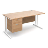 Maestro25 WH Straight desks with 2 drawer pedestal