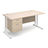 Maestro25 WH Straight desks with 2 drawer pedestal