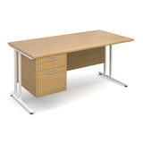 Maestro25 WH Straight desks with 2 drawer pedestal
