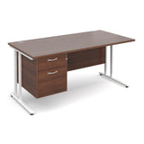 Maestro25 WH Straight desks with 2 drawer pedestal