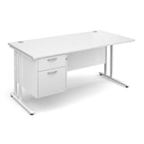 Maestro25 WH Straight desks with 2 drawer pedestal