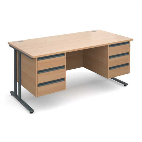 Maestro25 GL Straight desks with 3 and 3 drawer pedestal