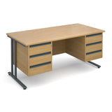 Maestro25 GL Straight desks with 3 and 3 drawer pedestal
