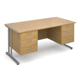 Maestro25 SL Straight desks with 3 and 3 drawer pedestal