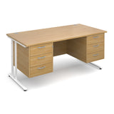 Maestro25 WH Straight desks with 3 and 3 drawer pedestal