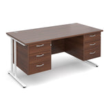 Maestro25 WH Straight desks with 3 and 3 drawer pedestal