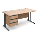 Maestro25 GL Straight desks with 3 drawer pedestal