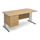 Maestro25 SL Straight desks with 3 drawer pedestal