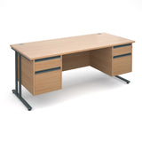 Maestro25 GL Straight desks with 2 and 2 drawer pedestal