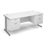 Maestro25 SL Straight desks with 2 and 2 drawer pedestal