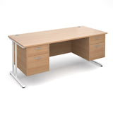 Maestro25 WH Straight desks with 2 and 2 drawer pedestal