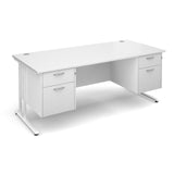 Maestro25 WH Straight desks with 2 and 2 drawer pedestal