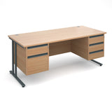 Maestro25 GL Straight desks with 2 and 3 drawer pedestal