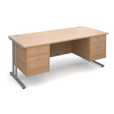 Maestro25 SL Straight desks with 2 and 3 drawer pedestal