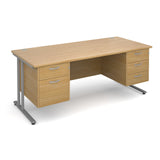 Maestro25 SL Straight desks with 2 and 3 drawer pedestal