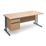 Maestro25 GL Straight desks with 2 drawer pedestal