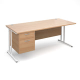 Maestro25 WH Straight desks with 2 drawer pedestal