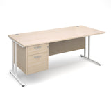 Maestro25 WH Straight desks with 2 drawer pedestal