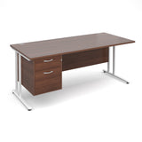 Maestro25 WH Straight desks with 2 drawer pedestal