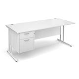 Maestro25 WH Straight desks with 2 drawer pedestal