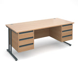 Maestro25 GL Straight desks with 3 and 3 drawer pedestal